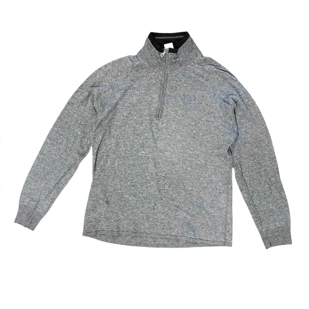 The North Face Wool Sweater Men’s Medium Heather Gray Quarter Zip